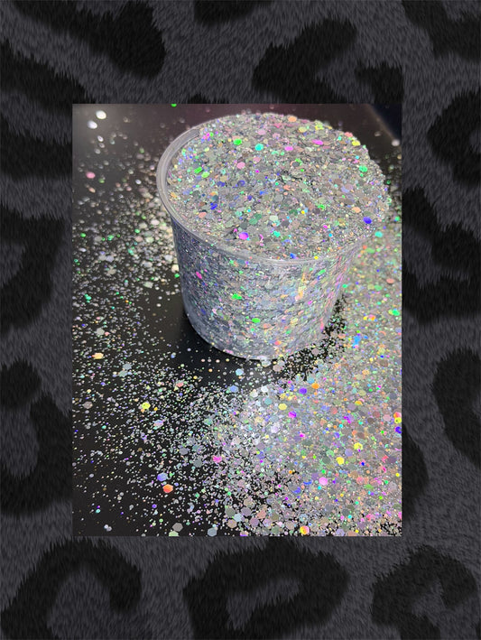 Starlight Prism|Chunky Mix Silver Iridescent Glitter