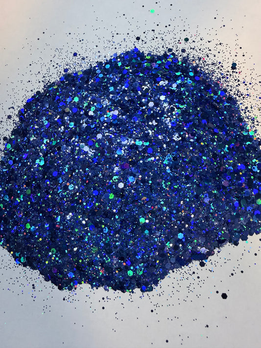 Electric Tide|Chunky Mix Iridescent Medium Blue Glitter